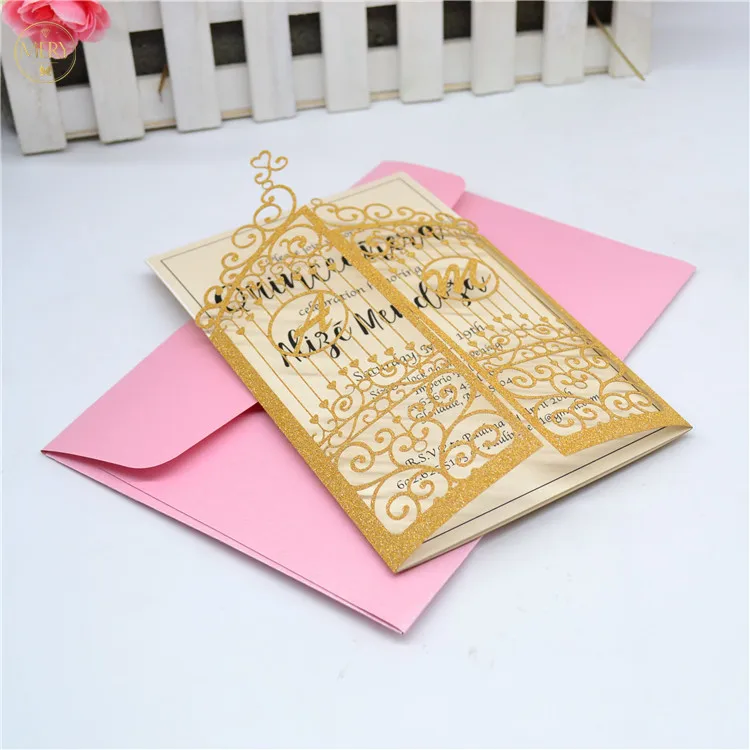 Navy blue personalized wedding invitations laser cut card