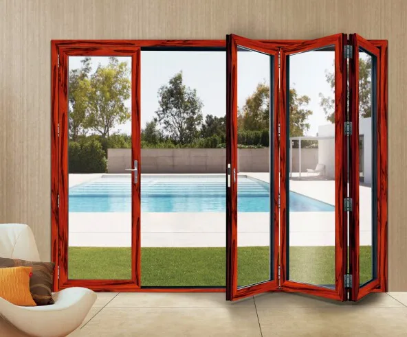 Hotel Used Type With Grilles  Aluminum Glass Folding Door