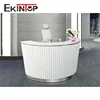 Modern white beauty nail salon small half round front clinic curved reception desk
