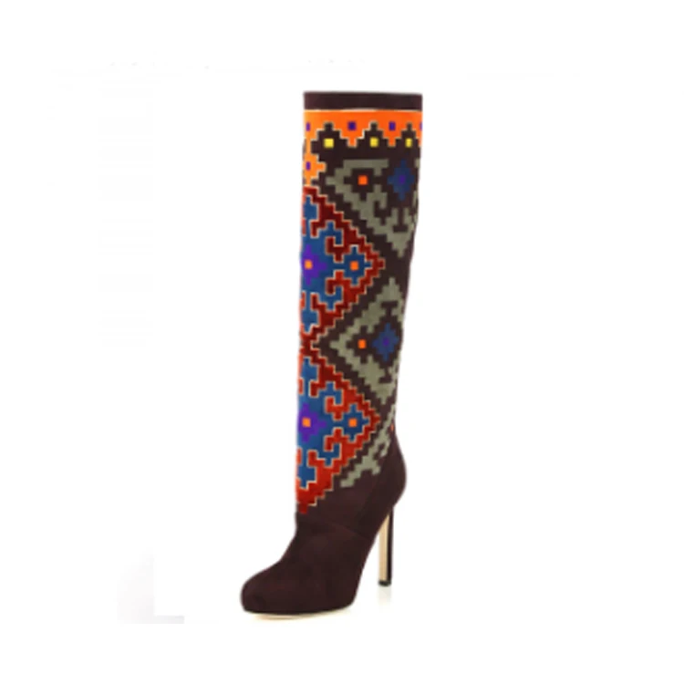 thigh high embroidered boots