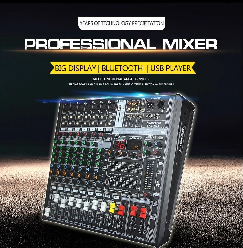 Professional audio mixer 8 channel mixing console