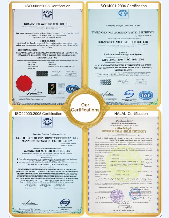 ISO certificate flavour company