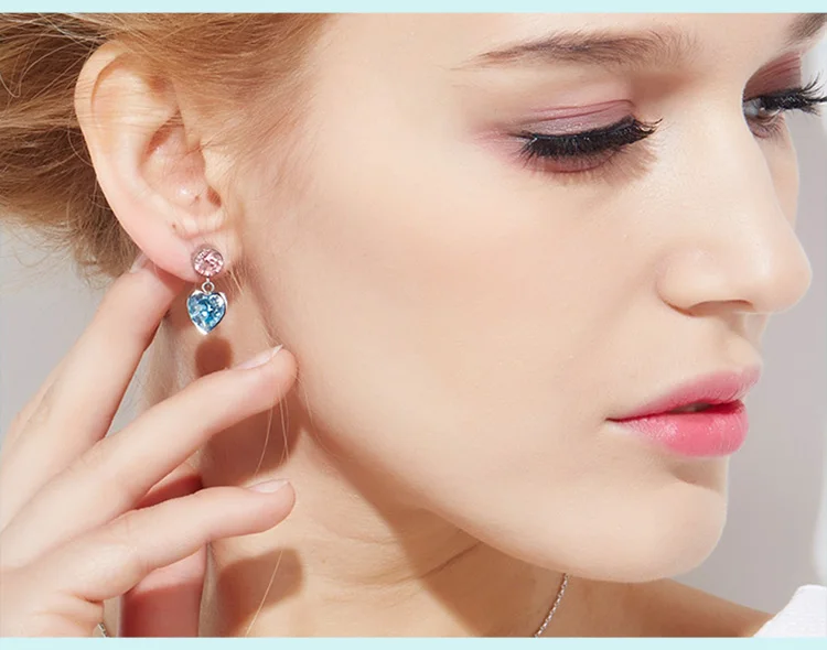 CDE Original Design Fashion Jewelry Heart Blue Drop Earring For Women