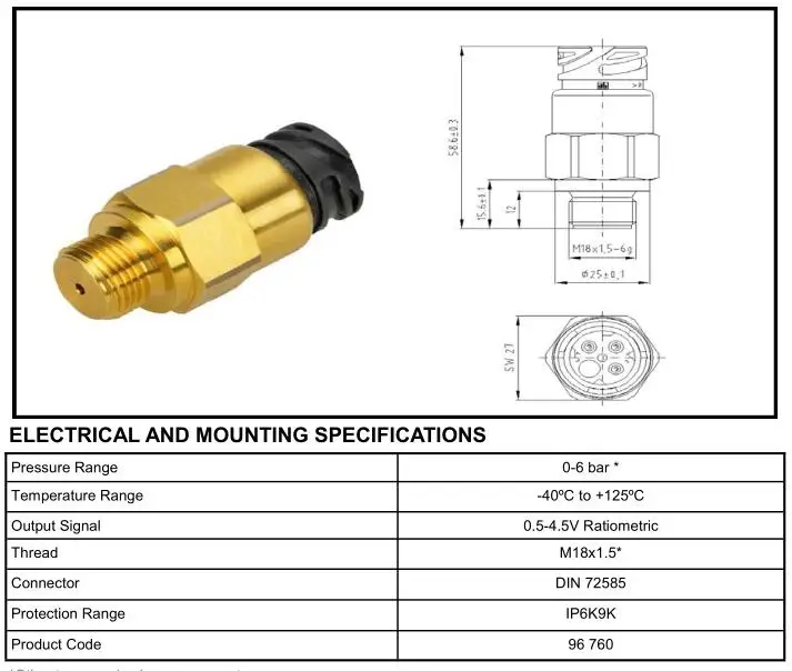 Generator Oil Pressure Sensor 06bar Buy Generator Oil Pressure