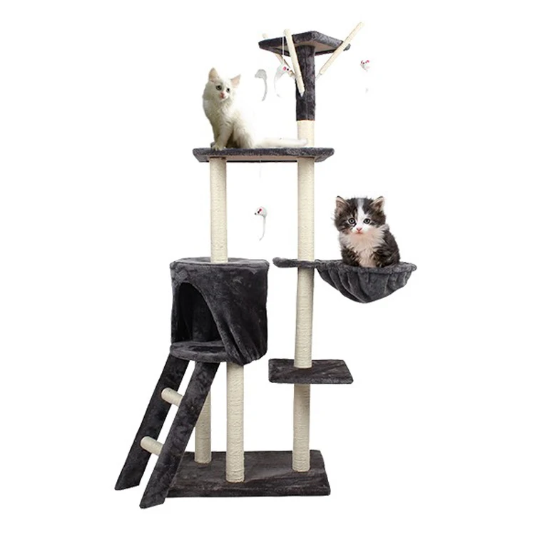 Sisal With Plush House Tree Cat Scratcher