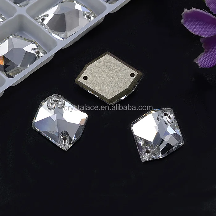 Pyramid sew on crystal rhinestones, square shape sew on glass stones