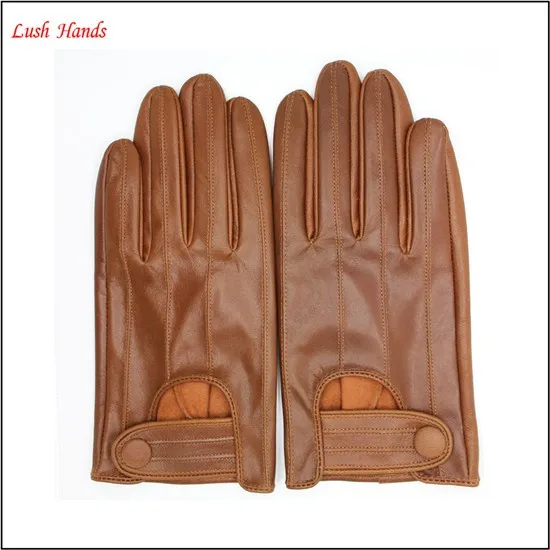 2017 men's new style brown driving leather gloves with high quality