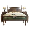 Factory Cheap American style solid wood bed home furniture high headboard bed 5 star hotel bed linen solid wood frame