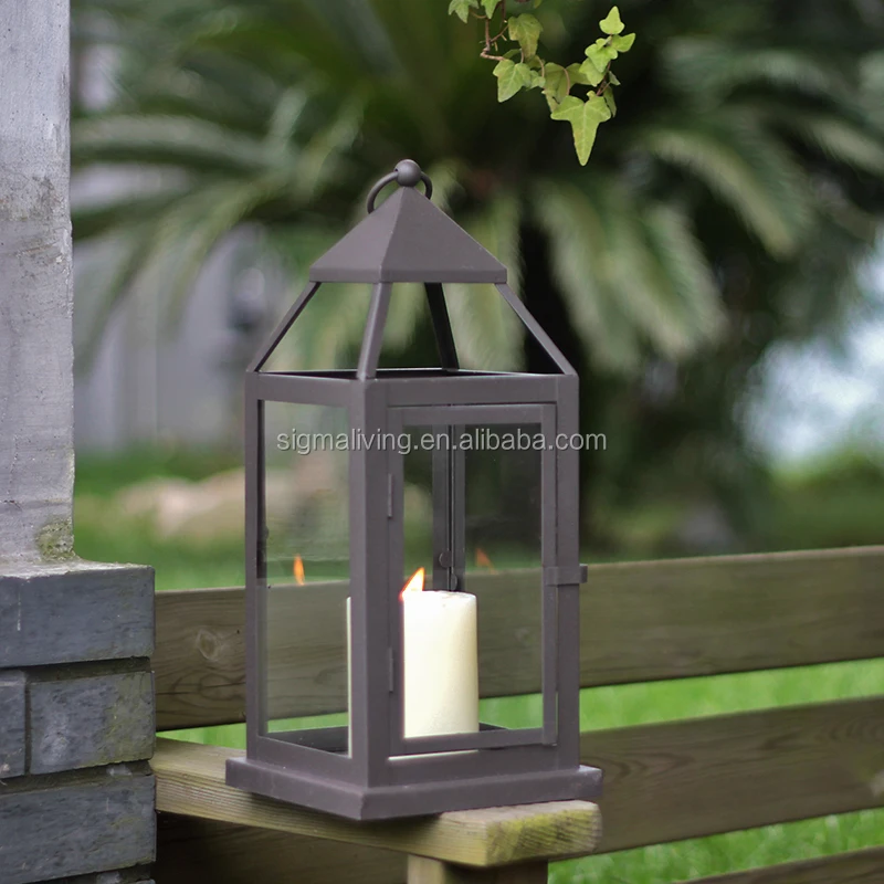 Portable classic indoor outdoor decorating metal glass candle holder