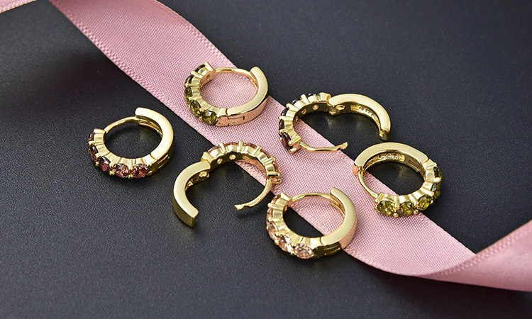 Poliva wholesale fashion 585 cz Zircon women jewelry 925 sterling silver 22k gold earing