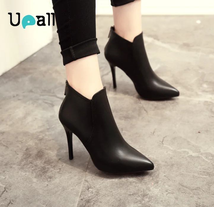 black high heel shoe boots