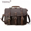 TIDING Crazy Horse Custom Leather Backpack Design Men High End Convertible Leather Vintage Laptop Backpack