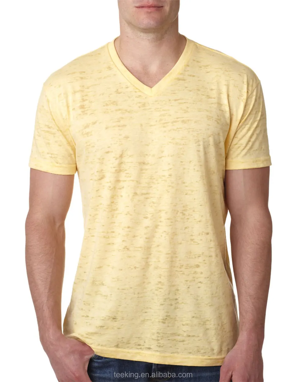 Fashion Plain Men's Burnout V Neck T Shirt - Buy Burnout T Shirt ...