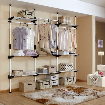 Simple Four Pole Ceiling Mounted Clothes Racks Wardrobe Metal Ceiling Mounted Clothes Racks Wardrobe