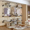 Simple Four Pole Ceiling Mounted Clothes Racks Wardrobe Metal Dress Shelves Cabinet