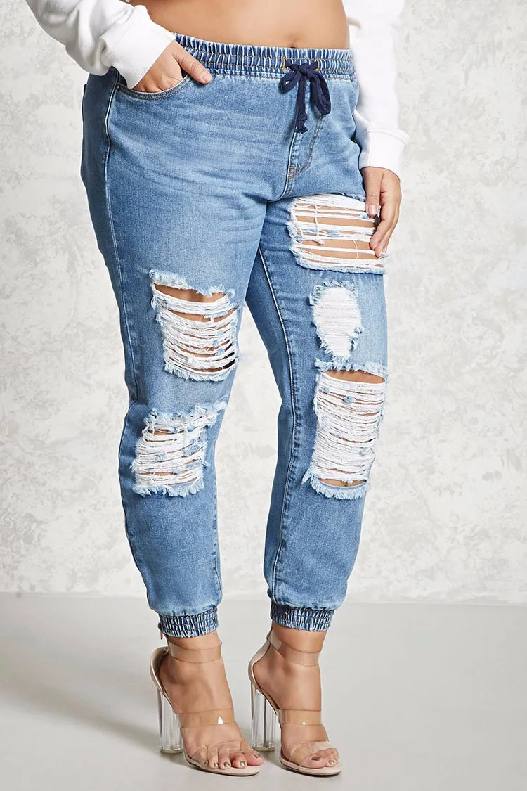 plus size denim joggers