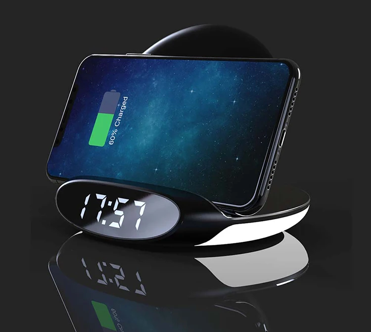 5 In 1 Wireless Charger Mobile Phone Digital Alarm Clock Usb Charging