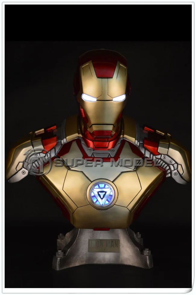Super realistic 46cm 1:1 Marvel Comics Super Heroes Iron Man Body Resin Plastic Action figuers Model toys collectible figurines