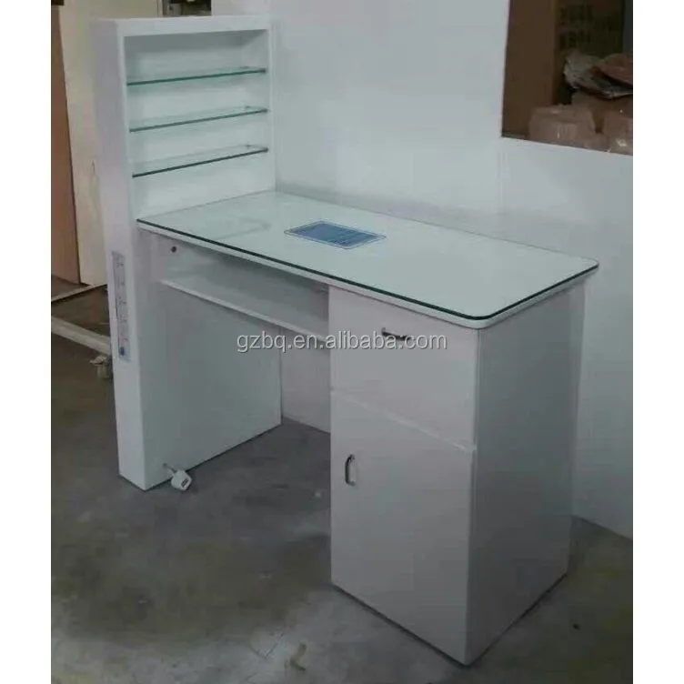 Nail Desk With Dust Collector Wholesale Salon Glass Manicure Table