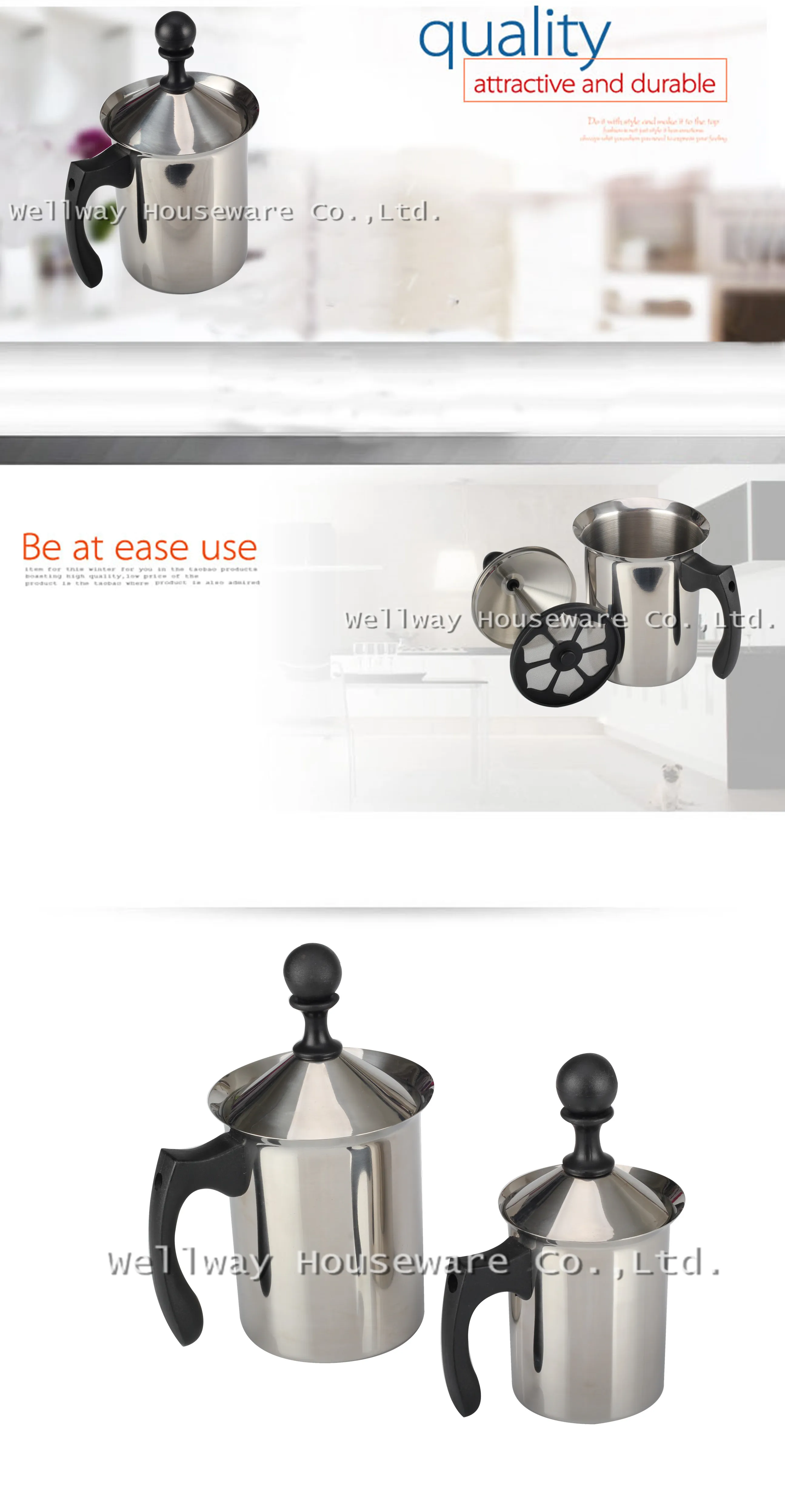 Manual Milk Frother,Stainless Steel Hand Pump Milk Foamer,Handheld Milk