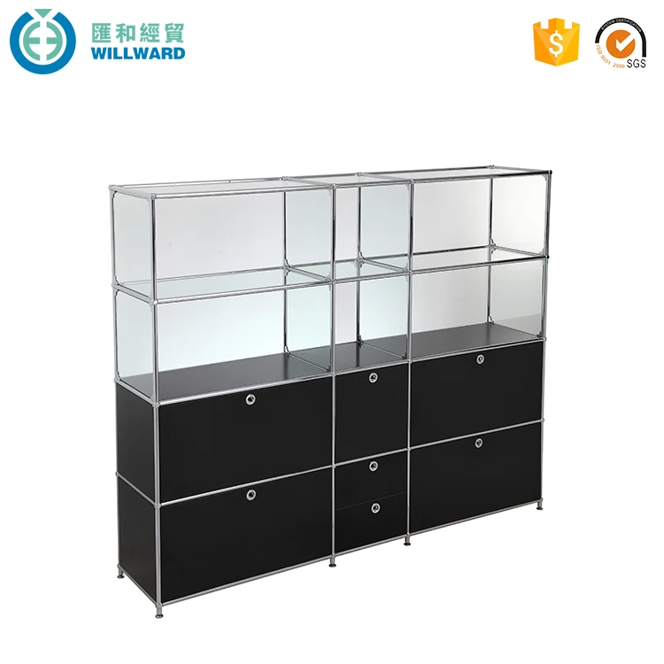 Black Counter Top Glass Display Cabinet Showcase Retail Shop High