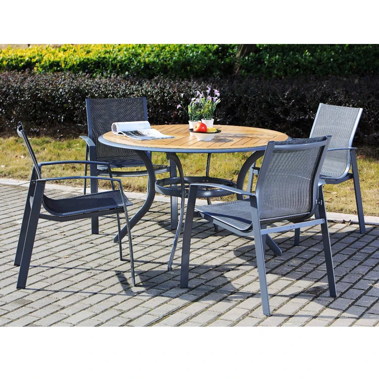 Stock Outdoor Dining Furniture 5 Pieces Aluminum Dining Table Set Patio Tables And Chairs Garden Set Buy Garden Set Teras Meja Dan Kursi Meja Product On Alibaba Com