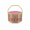 glossy packing foldable storage bin fancy gift tin watch box blue medallion print sewing basket