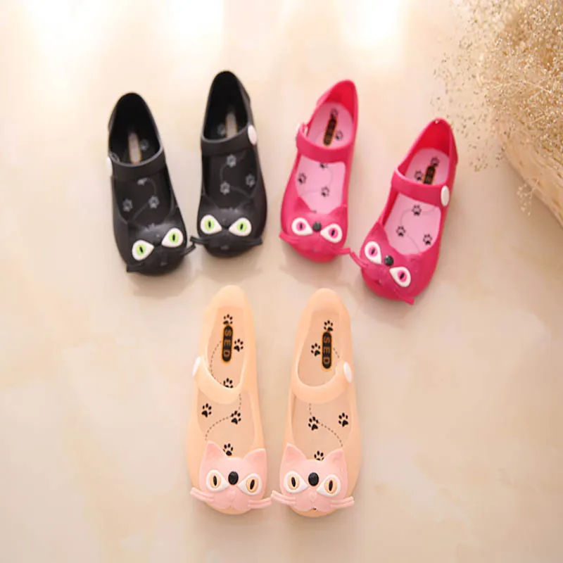 2016 Kids Shoes For Girls New Soft Rubber Cat children Jelly shoes infant Sandals for girl