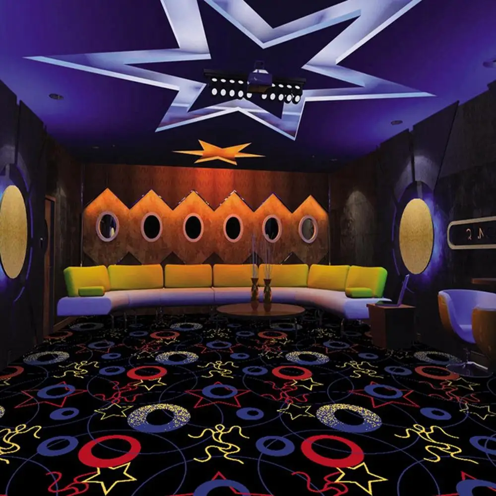 热卖深色防污耐用 ktv 地毯, 防火墙到墙 100% 尼龙印花酒店和影院