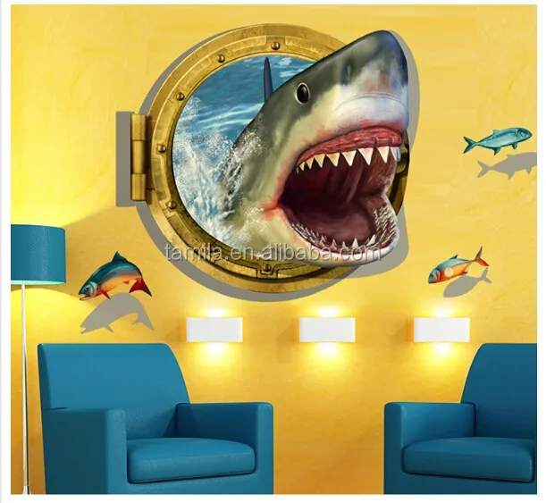 3D Shark Ocean Mural Removable Wall Sticker Art Vinyl Decal Kid Room/'Home Decor