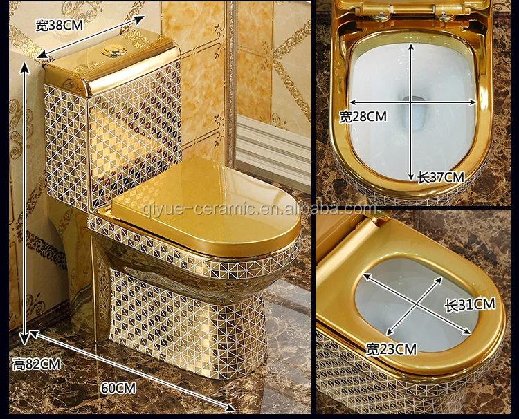 Source Hot Sale Guangzhou Factory Price Luxury Design Bathroom Golden Wc  One Piece Siphoinc Flushing Gold Toilet Electroplated Toilets on  m.