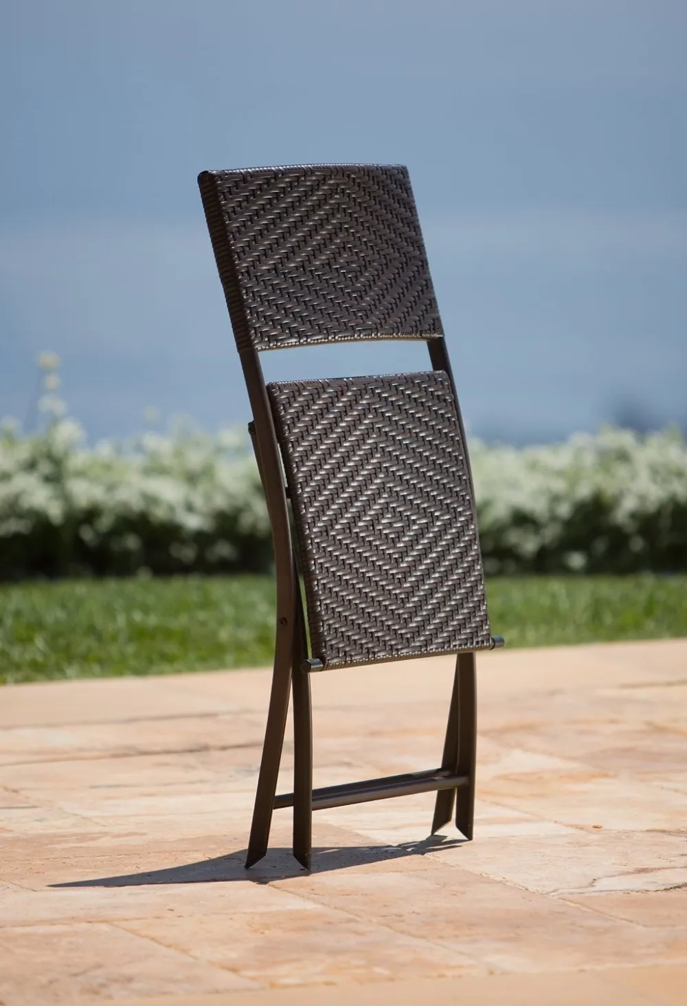 Juego De Mesa Redonda Y Silla Plegable,Mimbre,Para Exteriores,3