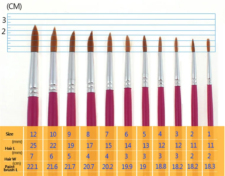 Free Sample 11pcs Round Nylon Hair Painting Brushes Set Artist Painting