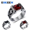 Eskeem New Boom Ring Jewelry High Quality Stainless Steel Ruby Engraved Cross Sign Ring for Sale