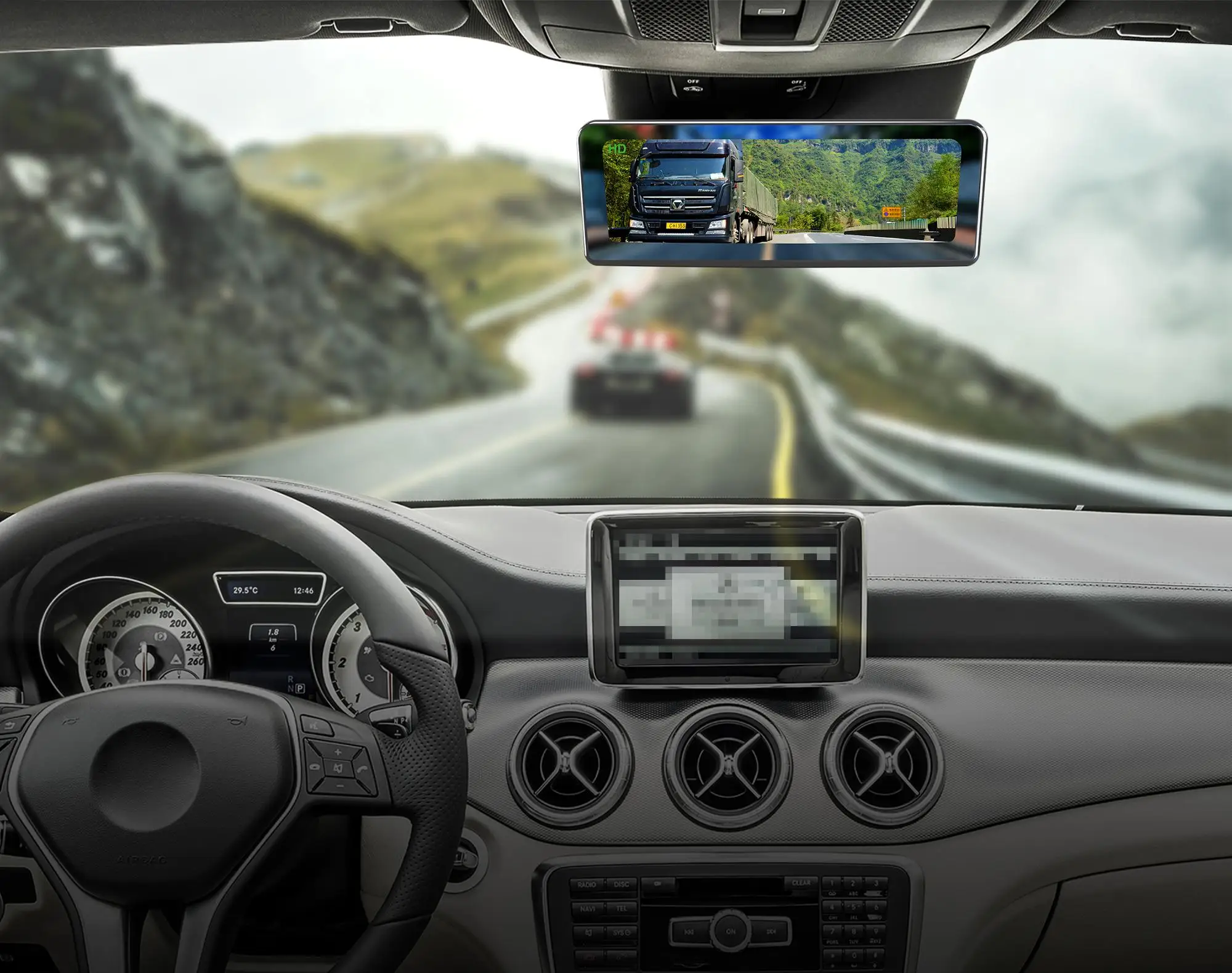 7.2" Tft Lcd Mirrorlink Gps Navigation Rearview Mirror With Bluetooth Compass Reading Lamp