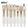 BEILI Private label high quality makeup brushes kit white gold 25pcs synthetic hair vegan makeup brushes set sample available
