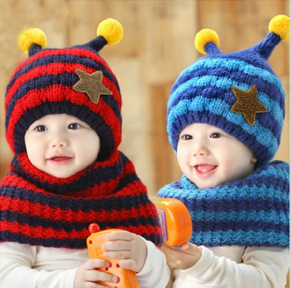 Wholesale Newest Boy Autumn Winter Candy Color Cute Warm Hats Children Thick Turtleneck Earmuffs Line Beanie
