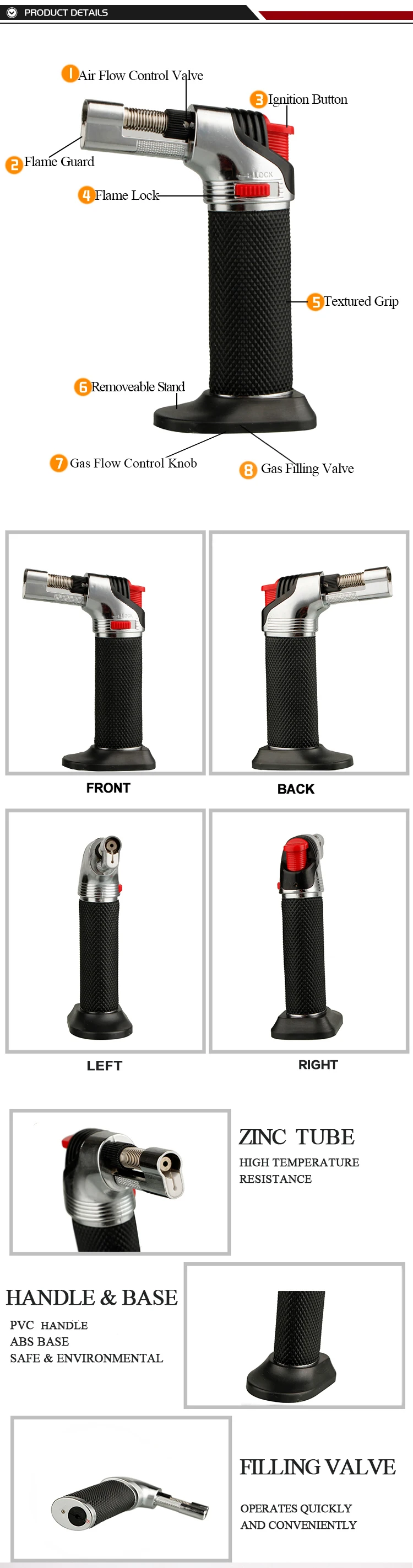 portable butane gas welding torch lighter GF-822