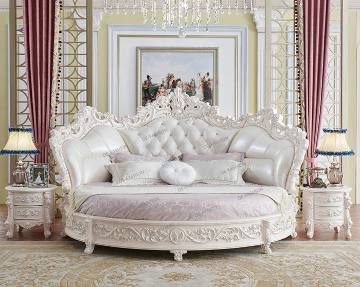 Oe Fashion Luxury White Leather Round Bed In Bed Room Furniture Bedroom Set Buy Round Bed Leather Round Bed Bed Room Furniture Bedroom Set Product