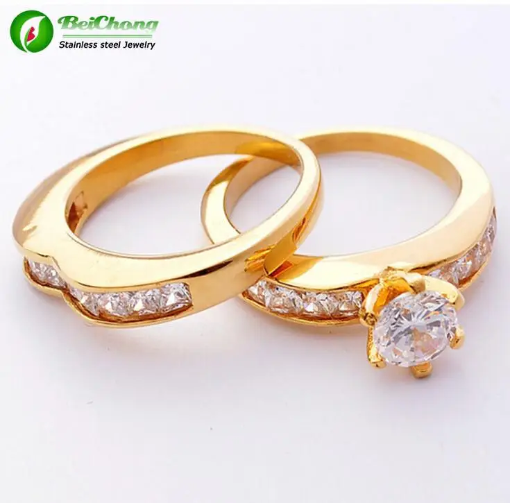 New products 316l stainless steel couple diamond engagement ring, wedding ring couple J4-0164