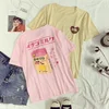 Women's T-Shirt Summer O-Neck Harajuku Tee Soft Love Heart Milk Box Printed Short-sleeve