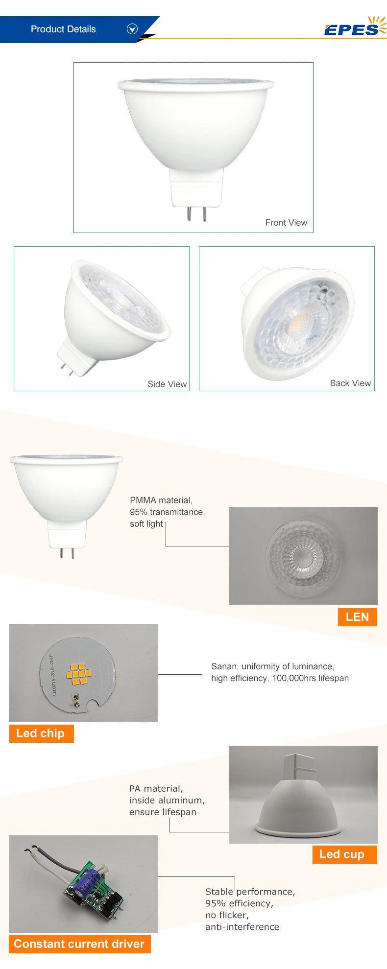ERP 2.0 oem aluminium cob smd lens cup mr16 gu10 led bulb pcb led lamp housing bulb parts