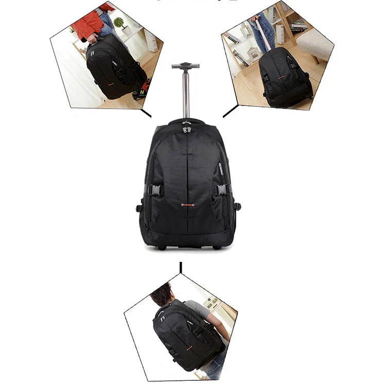 Waterproof Laptop Trolley Backpack High School Student Trolley Bag