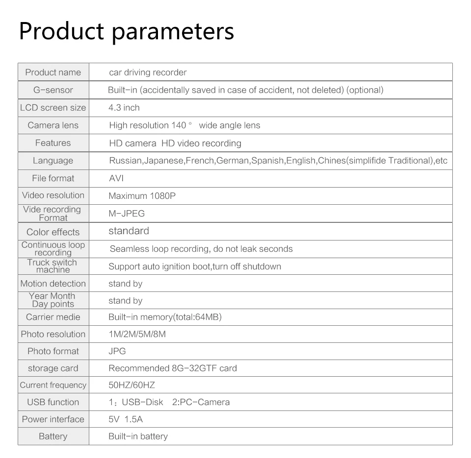 9075 Double lens 1080P Starlight Night Vision Car Camera