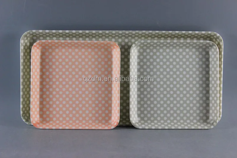 Anti-Slip Surface Melamine Rectangle Tray Set No Handle