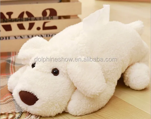 Animal Poodle Plush Tissue Box Dog Toy Paper Box Home Desk Bed Decor