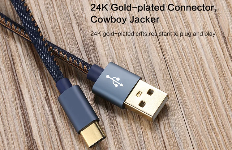 Denim USB Type C Cable Fast Charger Cable Type-C USB Charger Cable for Xiaomi Mi 4C Mi5 4s OnePlus 2 for Nexus 5 5X 6P for MEIZU