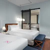 Axiom Hotel Grey Color Bathroom Sliding Barn Door with Mirror Insert