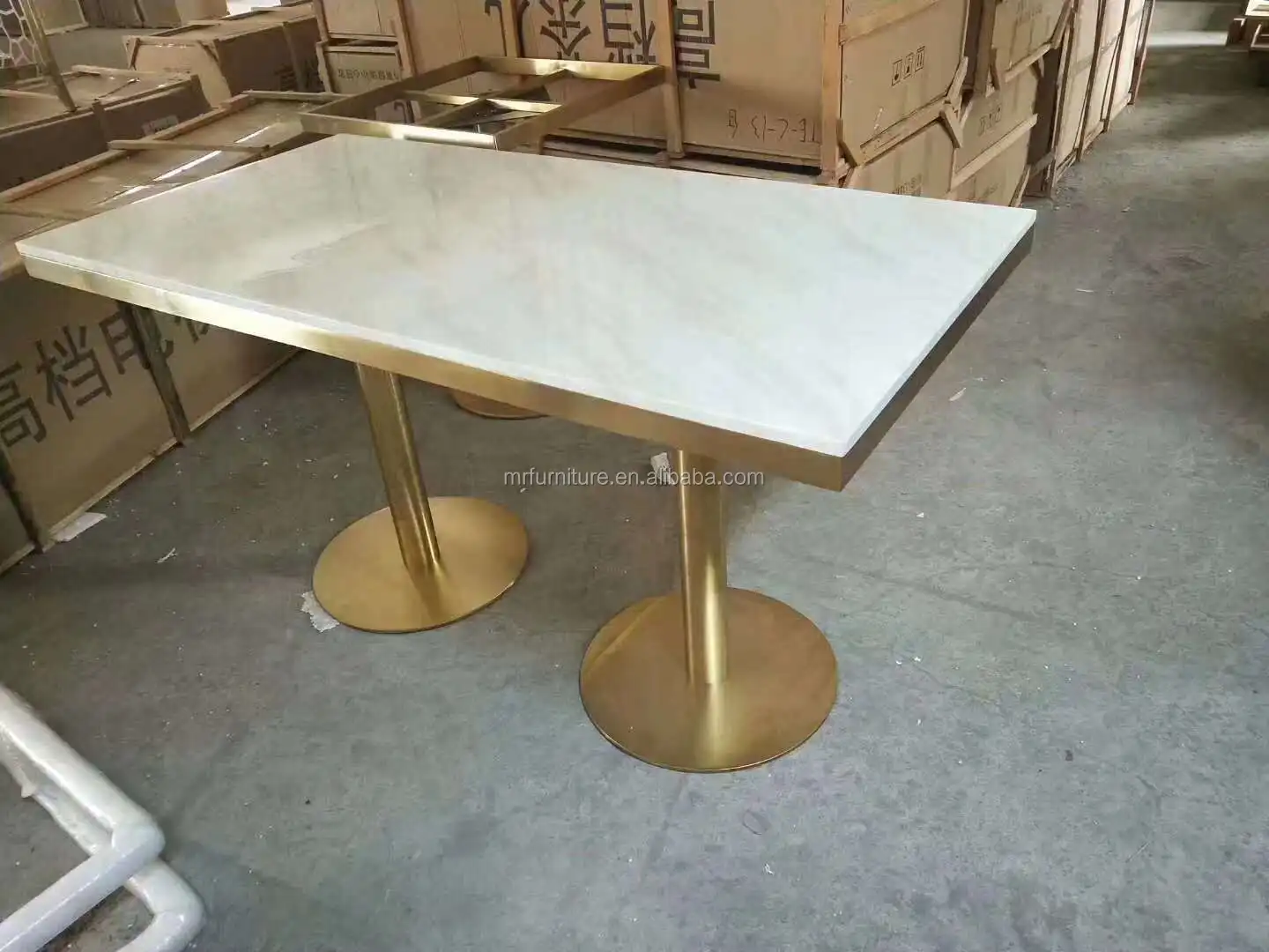 Rectangle Marble Top Brass Gold Stainless Steel Base Bistro Table Buy