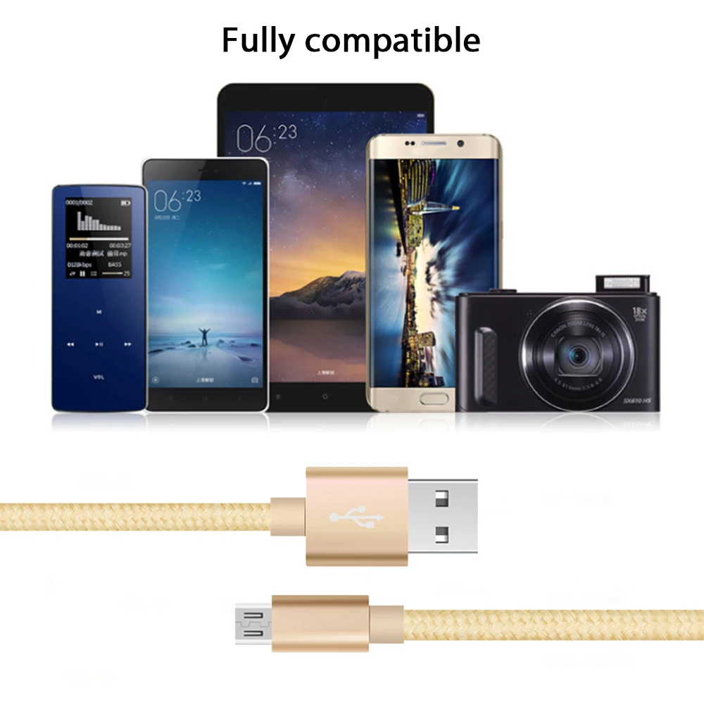High Quality 1M 2M 3M 2A Fast Charging Metal Head Nylon Braided Android Micro USB cable - ANKUX.COM